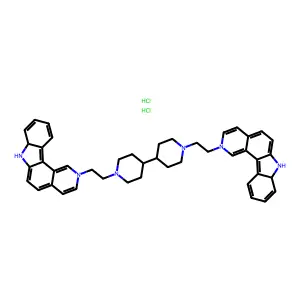 2,2'-((4,4'-Bipiperidine)-1,1'-diyldi-2,1-ethanediyl)bis-7H-pyrido(4,3-c)carbazolium dichloride structure