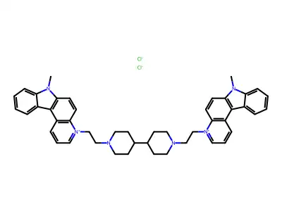 7H-Pyrido(2,3-c)carbazolium, 4,4'-((4,4'-bipiperidine)-1,1'-diyldi-2,1-ethanediyl)bis(7-methyl-, dichloride structure