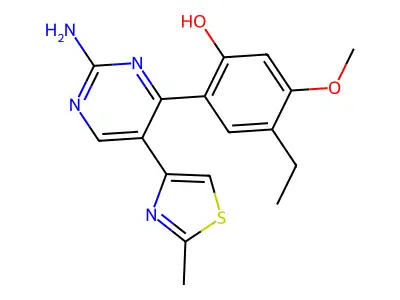 2-(2-Amino-5-(2-methylthiazol-4-yl)pyrimidin-4-yl)-4-ethyl-5-methoxyphenol structure