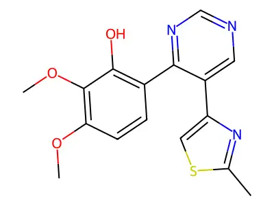 2,3-Dimethoxy-6-(5-(2-methylthiazol-4-yl)pyrimidin-4-yl)phenol structure