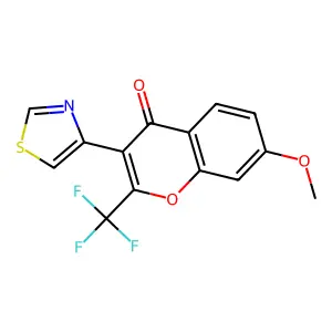 7-methoxy-3-(thiazol-4-yl)-2-(trifluoromethyl)-4H-chromen-4-one structure
