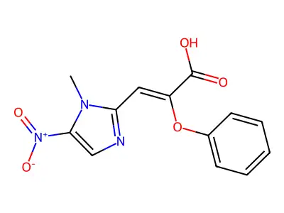 3-(1-Methyl-5-nitroimidazol-2-yl)-2-phenoxyprop-2-enoic acid structure