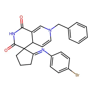 7-benzyl-2'-(4-bromophenyl)iminospiro[4aH-2,7-naphthyridine-4,1'-cyclopentane]-1,3-dione structure