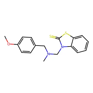 3-({[(4-methoxyphenyl)methyl](methyl)amino}methyl)-2,3-dihydro-1,3-benzothiazole-2-thione structure