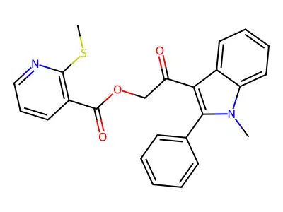 [2-(1-methyl-2-phenylindol-3-yl)-2-oxoethyl] 2-methylsulfanylpyridine-3-carboxylate structure