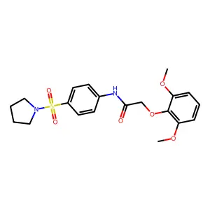 2-(2,6-dimethoxyphenoxy)-N-(4-pyrrolidin-1-ylsulfonylphenyl)acetamide structure