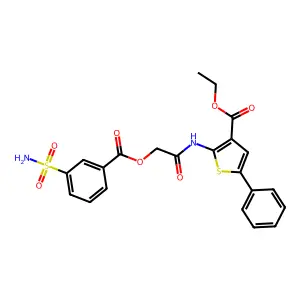 Ethyl 5-phenyl-2-[[2-(3-sulfamoylbenzoyl)oxyacetyl]amino]thiophene-3-carboxylate structure