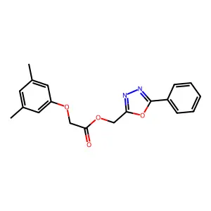 (5-Phenyl-1,3,4-oxadiazol-2-yl)methyl 2-(3,5-dimethylphenoxy)acetate structure