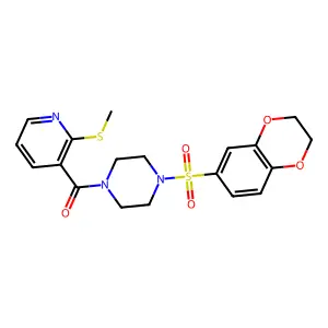 [4-(2,3-dihydro-1,4-benzodioxin-6-ylsulfonyl)piperazin-1-yl]-(2-methylsulfanylpyridin-3-yl)methanone structure