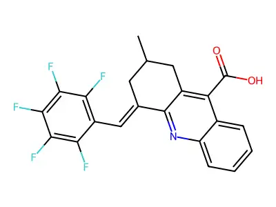 2-methyl-4-[(2,3,4,5,6-pentafluorophenyl)methylidene]-2,3-dihydro-1H-acridine-9-carboxylic Acid structure