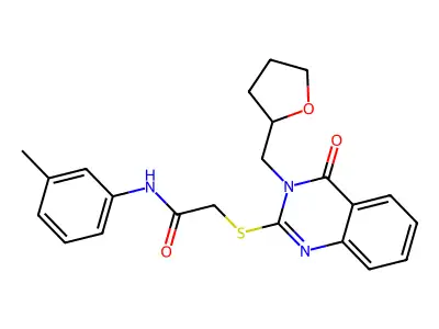 N-(3-methylphenyl)-2-[4-oxo-3-(oxolan-2-ylmethyl)quinazolin-2-yl]sulfanylacetamide structure