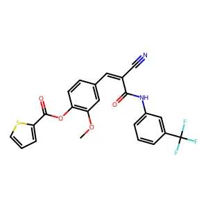 4-(2-cyano-2-{[3-(trifluoromethyl)phenyl]carbamoyl}eth-1-en-1-yl)-2-methoxyphenyl thiophene-2-carboxylate structure