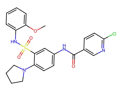 6-chloro-N-[3-[(2-methoxyphenyl)sulfamoyl]-4-pyrrolidin-1-ylphenyl]pyridine-3-carboxamide structure