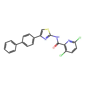 N-(4-{[1,1'-biphenyl]-4-yl}-1,3-thiazol-2-yl)-3,6-dichloropyridine-2-carboxamide structure