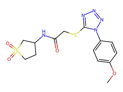 N-(1,1-dioxothiolan-3-yl)-2-[1-(4-methoxyphenyl)tetrazol-5-yl]sulfanylacetamide structure
