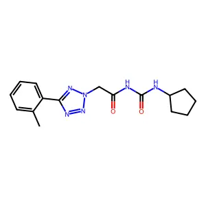 N-(cyclopentylcarbamoyl)-2-[5-(2-methylphenyl)tetrazol-2-yl]acetamide structure