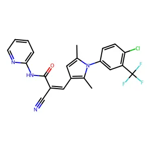3-{1-[4-chloro-3-(trifluoromethyl)phenyl]-2,5-dimethyl-1H-pyrrol-3-yl}-2-cyano-N-(pyridin-2-yl)prop-2-enamide structure