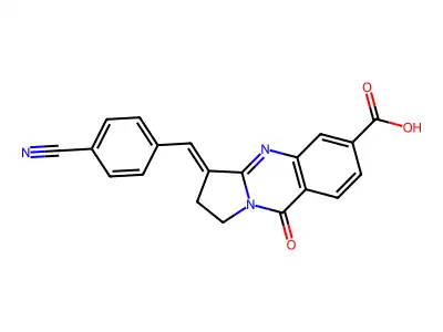 3-(4-cyanobenzylidene)-9-oxo-1,2,3,9-tetrahydropyrrolo[2,1-b]quinazoline-6-carboxylic acid structure