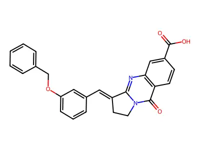 3-(3-Benzyloxy-benzylidene)-9-oxo-1,2,3,9-tetrahydro-pyrrolo[2,1-b]quinazoline-6-carboxylic acid structure