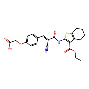 2-[4-(2-cyano-2-{[3-(ethoxycarbonyl)-4,5,6,7-tetrahydro-1-benzothiophen-2-yl]carbamoyl}eth-1-en-1-yl)phenoxy]acetic acid structure
