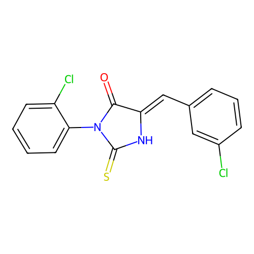 4-Imidazolidinone, 3-(2-chlorophenyl)-5-((3-chlorophenyl)methylene)-2-thioxo- structure