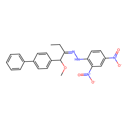 N-[(Z)-[1-methoxy-1-(4-phenylphenyl)butan-2-ylidene]amino]-2,4-dinitroaniline structure
