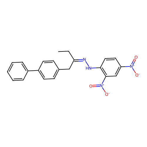 2,4-dinitro-N-[(Z)-1-(4-phenylphenyl)butan-2-ylideneamino]aniline structure