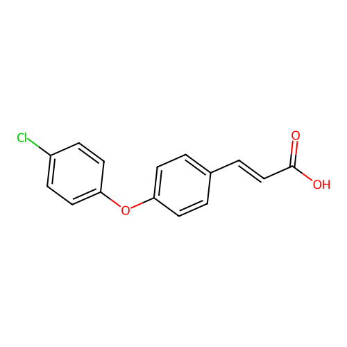 (2E)-3-[4-(4-chlorophenoxy)phenyl]prop-2-enoic acid structure