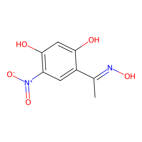 4-(N-hydroxy-C-methylcarbonimidoyl)-6-nitrobenzene-1,3-diol structure