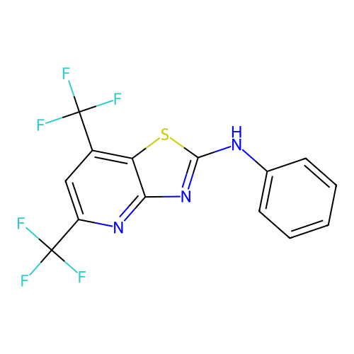 N-phenyl-5,7-bis(trifluoromethyl)-[1,3]thiazolo[4,5-b]pyridin-2-amine structure