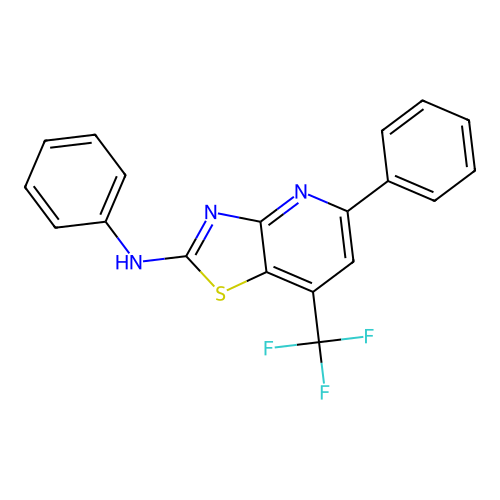 N,5-diphenyl-7-(trifluoromethyl)-[1,3]thiazolo[4,5-b]pyridin-2-amine structure