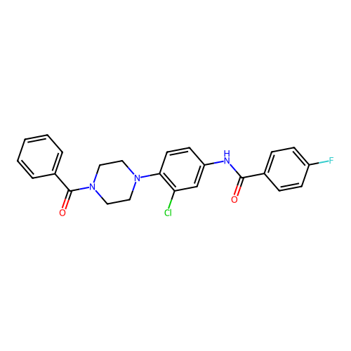 N-[4-(4-benzoylpiperazin-1-yl)-3-chlorophenyl]-4-fluorobenzamide structure