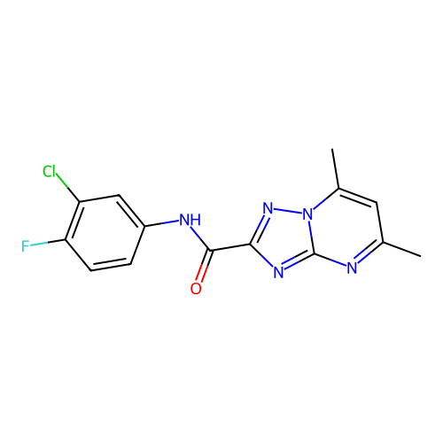 N-(3-chloro-4-fluorophenyl)-5,7-dimethyl-[1,2,4]triazolo[1,5-a]pyrimidine-2-carboxamide structure