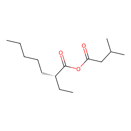 3-methylbutanoyl (2R)-2-ethylheptanoate structure
