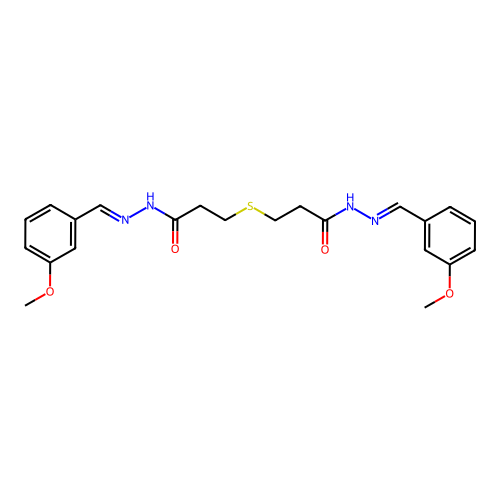 N-[(3-METHOXYPHENYL)METHYLIDENEAMINO]-3-[2-[[(3-METHOXYPHENYL)METHYLIDENEAMINO]CARBAMOYL]ETHYLSULFANYL]PROPANAMIDE structure