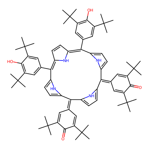 4-[(10Z,14Z)-10,15-bis(3,5-ditert-butyl-4-hydroxyphenyl)-20-(3,5-ditert-butyl-4-oxocyclohexa-2,5-dien-1-ylidene)-21,22,23,24-tetrahydroporphyrin-5-ylidene]-2,6-ditert-butylcyclohexa-2,5-dien-1-one structure