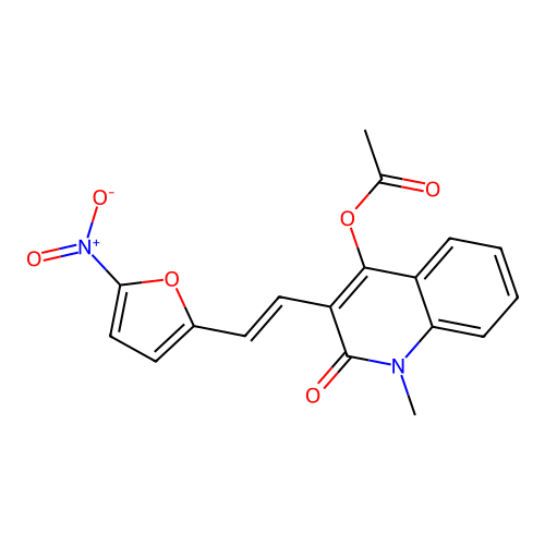 2(1H)-Quinolinone, 4-(acetyloxy)-1-methyl-3-(2-(5-nitro-2-furanyl)ethenyl)- structure