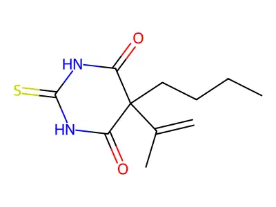5-Butyl-5-prop-1-en-2-yl-2-sulfanylidene-1,3-diazinane-4,6-dione structure