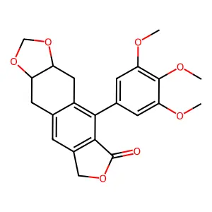 5-(3,4,5-trimethoxyphenyl)-4,8,10,10a-tetrahydro-3aH-[2]benzofuro[5,6-f][1,3]benzodioxol-6-one structure