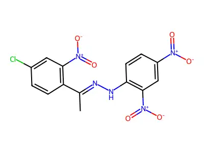 N-[1-(4-chloro-2-nitrophenyl)ethylideneamino]-2,4-dinitroaniline structure