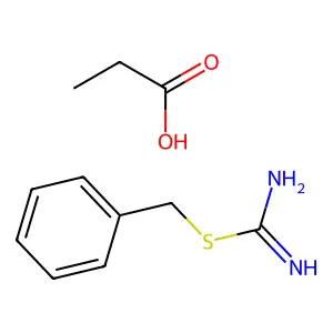 Benzylsulfanylmethanimidamide; propanoic acid structure