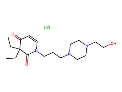 2,4(1H,3H)-Pyridinedione, 3,3-diethyl-1-(3-(4-(2-hydroxyethyl)-1-piperazinyl)propyl)-, monohydrochloride structure