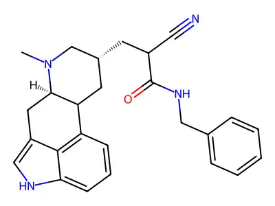 N-Benzyl-2-cyano-3-(6-methylergolin-8-yl)propanimidic acid structure
