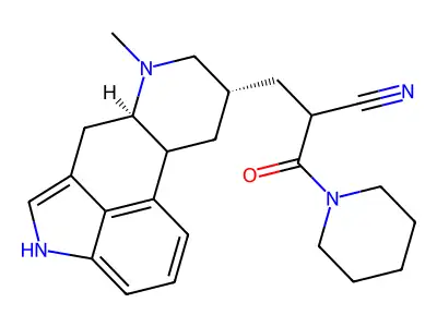Ergoline-8-beta-propionitrile, 6-methyl-alpha-(piperidinocarbonyl)- structure