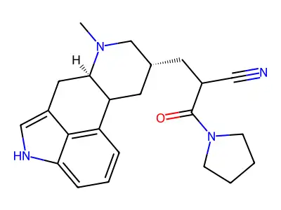 Ergoline-8-beta-propionitrile, 6-methyl-alpha-(1-pyrrolidinylcarbonyl)- structure