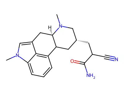 2-Cyano-3-(1,6-dimethylergolin-8-yl)propanimidic acid structure