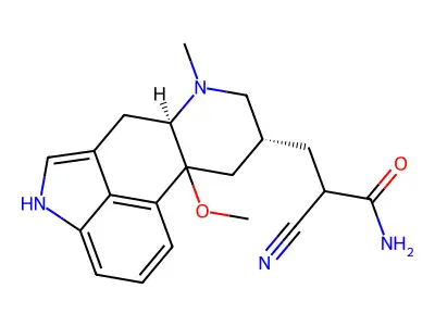 2-Cyano-3-(10-methoxy-6-methylergolin-8-yl)propanimidic acid structure
