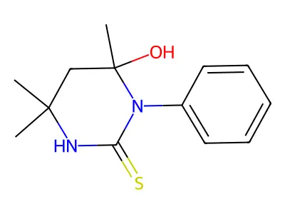 2(1H)-Pyrimidinethione, tetrahydro-6-hydroxy-4,4,6-trimethyl-1-phenyl- structure
