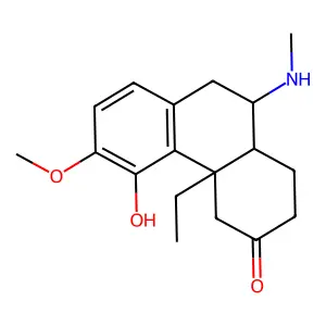 4a-ethyl-5-hydroxy-6-methoxy-10-(methylamino)-1,2,4,9,10,10a-hexahydrophenanthren-3-one structure