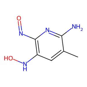 N-(6-amino-5-methyl-2-nitrosopyridin-3-yl)hydroxylamine structure